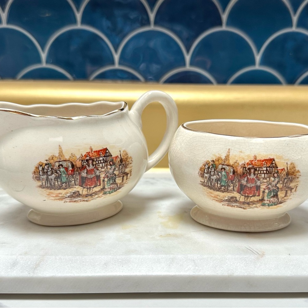 Vintage Lancaster & Sandland Sugar Bowl and Creamer